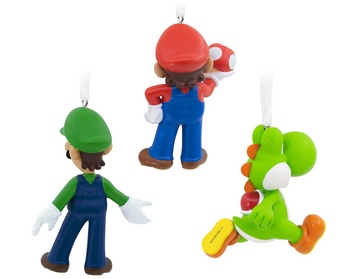 Hallmark Nintendo Super Mario Luigi and Yoshi Christmas Ornaments Set of 3 New