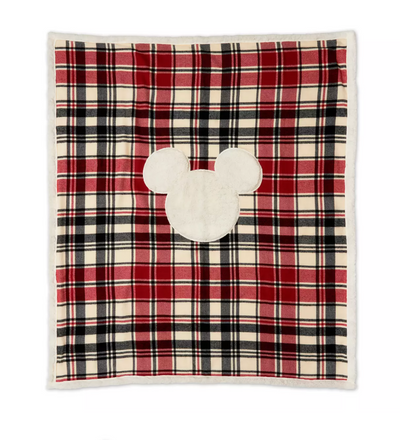 Disney Winter Homestead Mickey Icon Throw Plaid Manta Throw Blanket New Tag