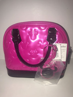 Disney Parks Shanghai Minnie & Mickey Icon Pink Metallic Handbag New with Tags