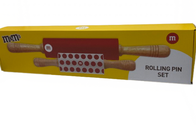 M&M's World Red Character Kitchen Rolling Pin Set New with Box