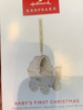 Hallmark 2022 Baby's First Christmas Pram Porcelain Ornament New With Box