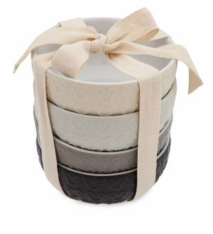 Disney Parks Homestead Mickey Icon Kitchen Set of 4 Colors Bowls New with Tag