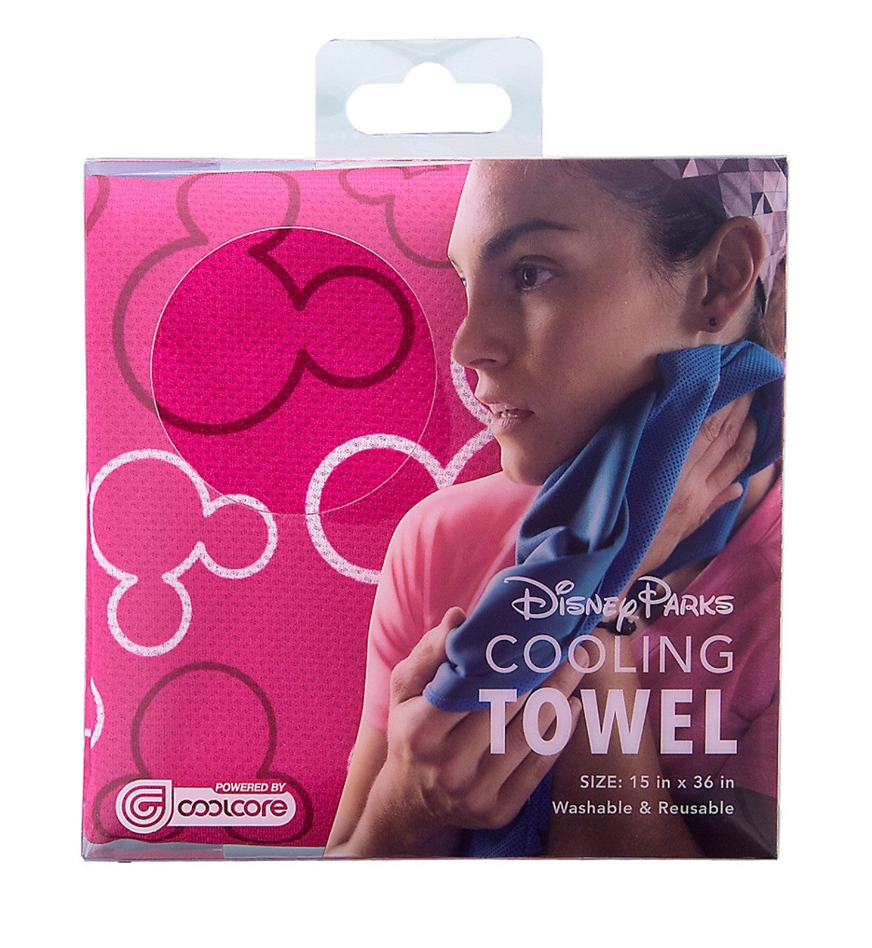 Disney Parks Mickey Mouse Pink Icon Cooling Towel By Coolcore New with Box