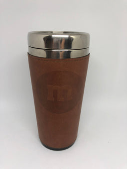 M&M's World Brown Lentil Vegan Leather Travel Tumbler New