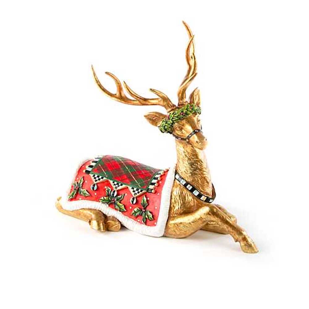 MacKenzie Childs Christmas Aberdeen Reindeer Sitting Figurine New with Box