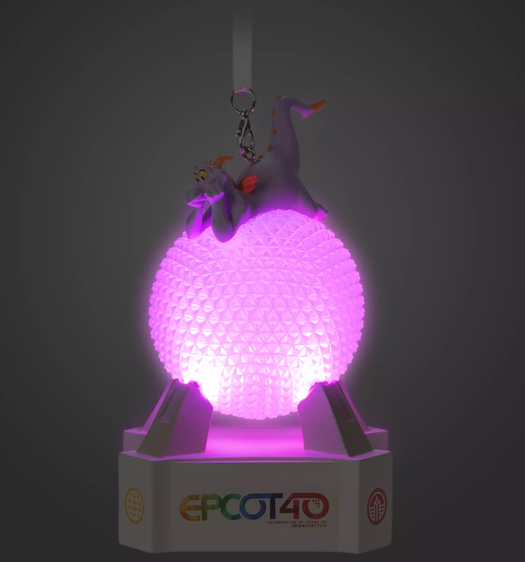 Disney Parks Epcot 40th Figment Spaceship Earth Light-Up Christmas Ornament New