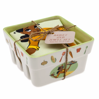 Disney EPCOT Food & Wine Festival 2022 Tiana Ceramic Basket and Towel Set New