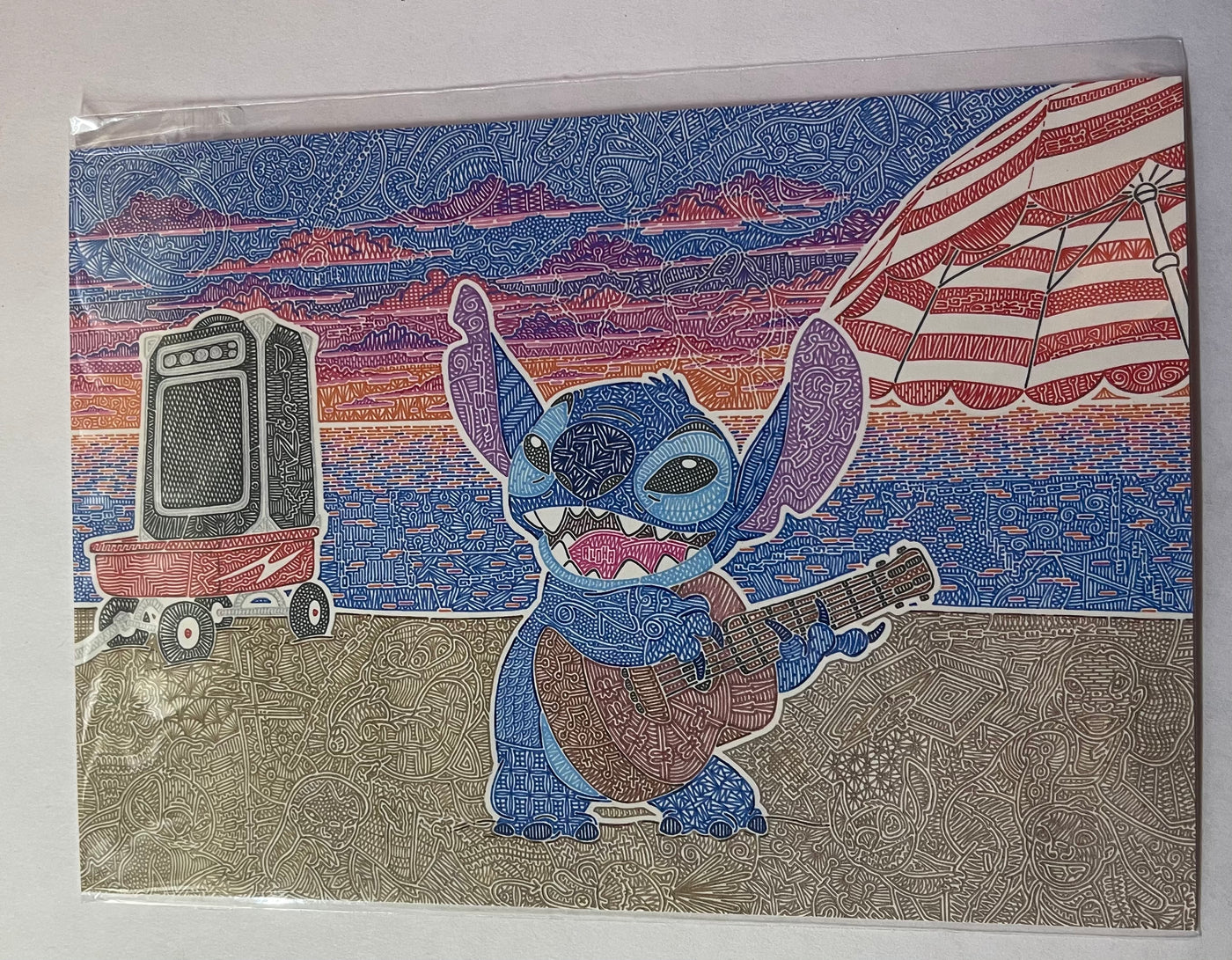 Disney Artist Stitch by Gregg Visintainer Postcard Wonderground Gallery New