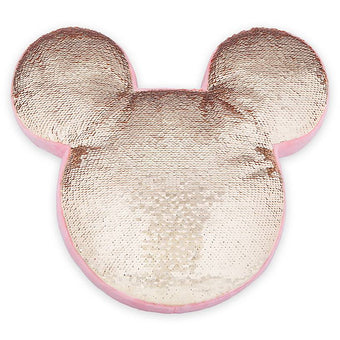Disney Parks Mickey Icon Reversible Sequin Pillow Briar Rose Gold New with Tag