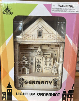 Disney Parks Epcot 40th Anniversary Germany Wood Light Up Christmas Ornament New