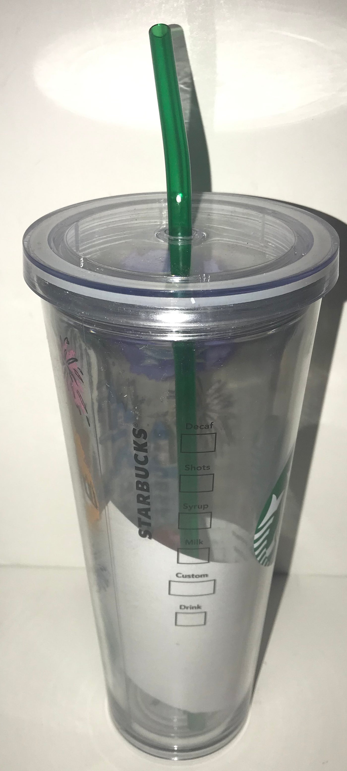 Disney Walt Disney World Starbucks Attractions Acrylic Tumbler w Straw 24oz New