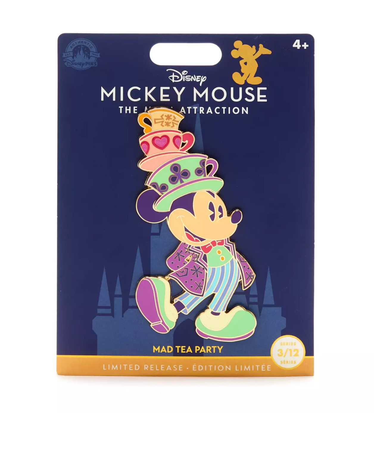 Disney 50th Mickey The Main Attraction Mad Tea Party Pin Limited New with Card