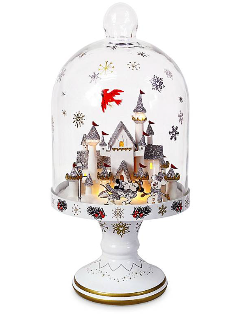 Disney Parks Mickey Minnie Fantasyland Castle Light-Up Holiday Snow Dome New Box