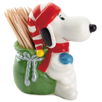Hallmark Peanuts Snoopy Christmas Ceramic Toothpick Holder New