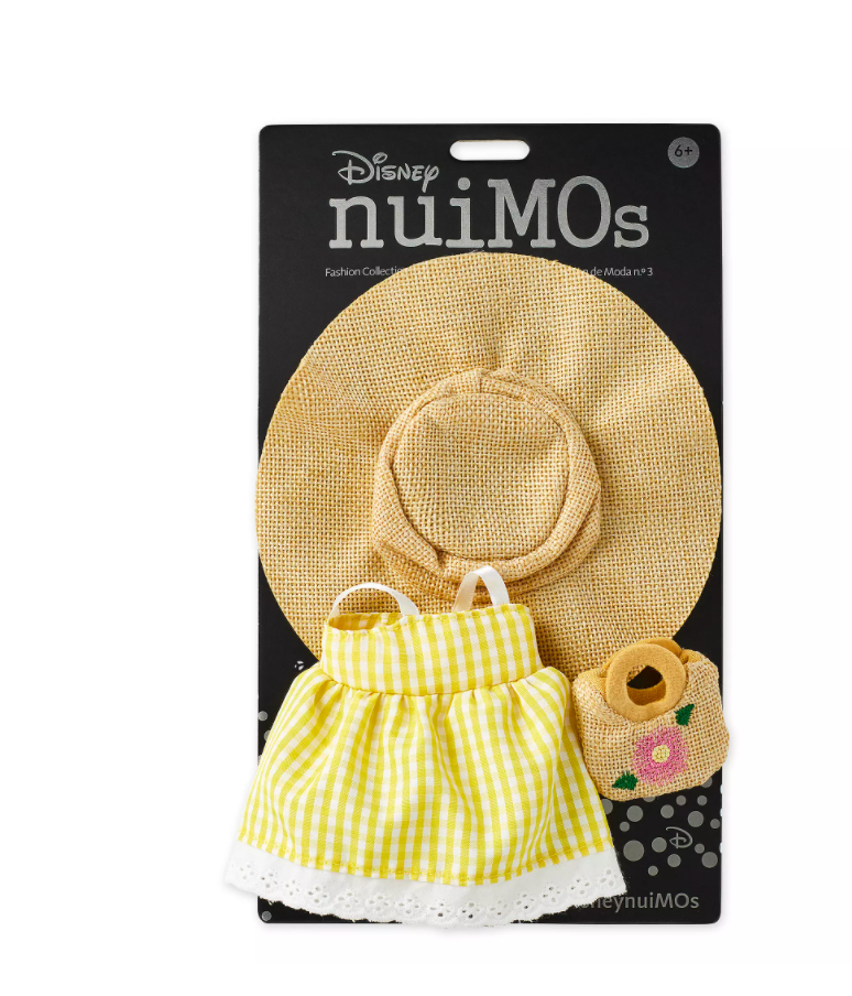 Disney NuiMOs Outfit Yellow Gingham Dress with Sunhat and Straw Bag New Card