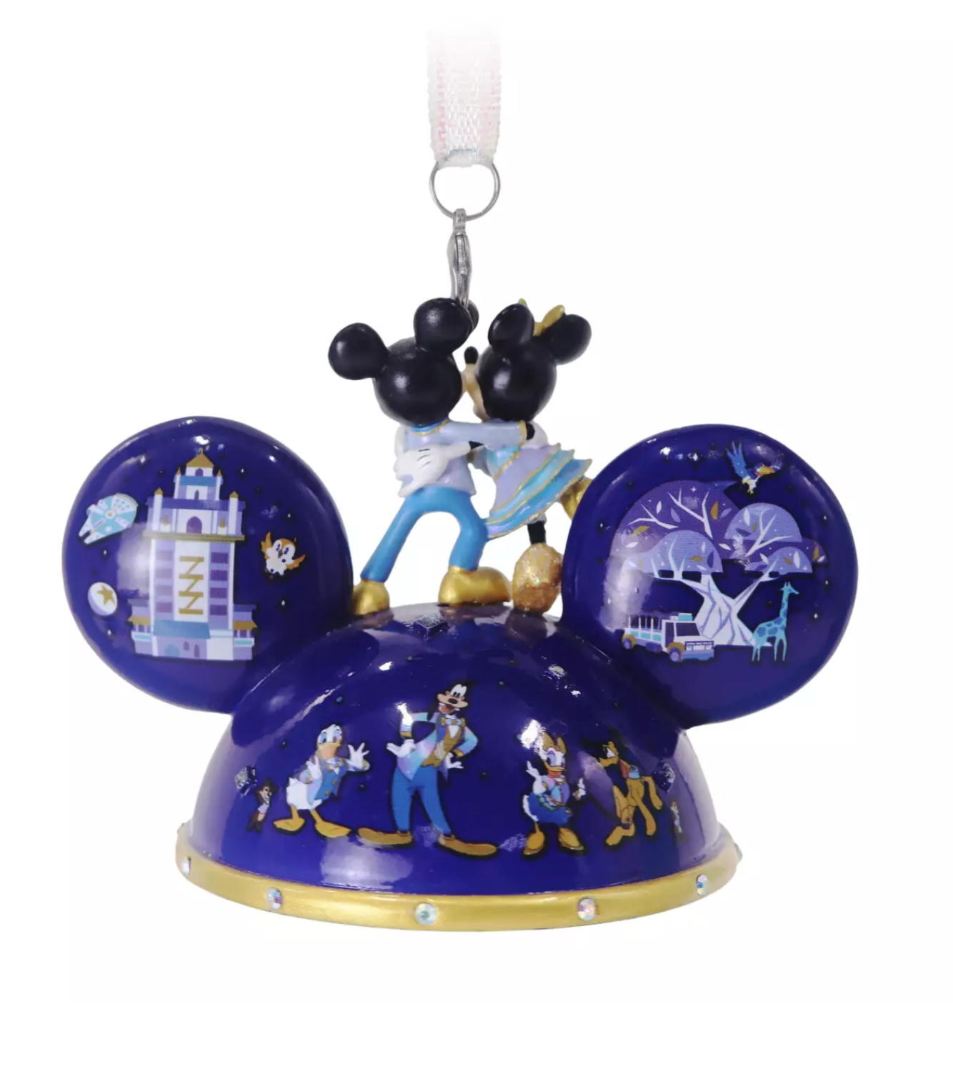 Disney Parks WDW 50th Mickey Minnie Light Up Ear Hat Christmas Ornament New Box