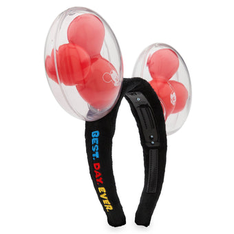 Disney Parks Minnie Mouse Best Day Ever Ear Headband Light Up Red Mickey Balloon