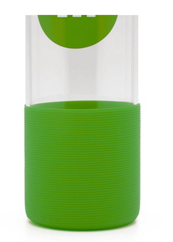 M&M's World Green Character Water Glass Bottle with Silicone Bottom New