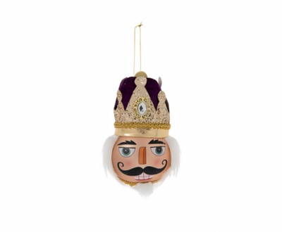 Robert Stanley Purple Nutcracker Head Glass Christmas Ornament New with Tag