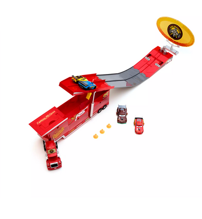 Disney Cars Lightning McQueen, Mack Carrier Stunt Race Toy Playset New w Box