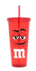 M&M's World Red Character Lip Tumbler with Straw New