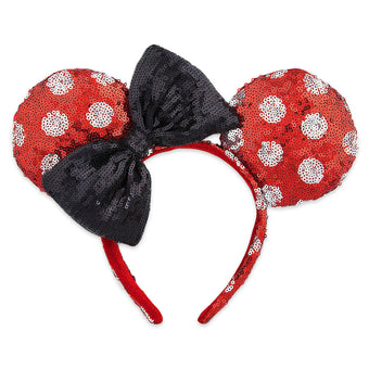 Disney Parks Minnie Mouse Sequined Ears Headband for Adults Polka Dot New