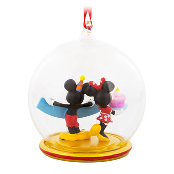 Disney Mickey and Minnie Mouse Birthday Ornament Globe Christmas Ornament New