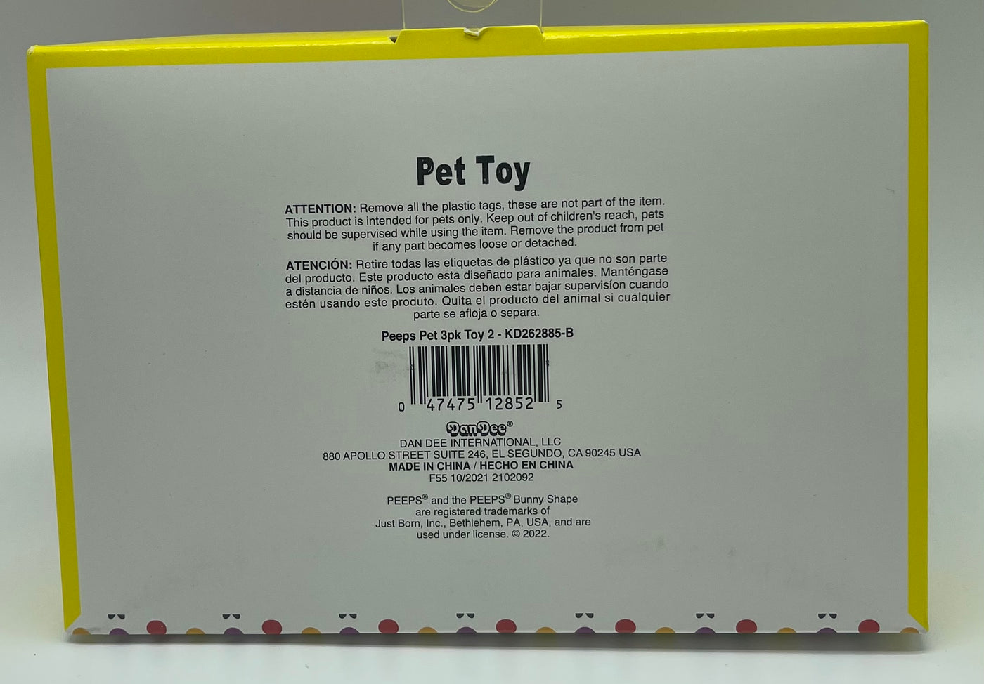 Peeps Easter Peep Plush Yellow Pink Purple Bunny Pet 3pk Toy 2 New with Box