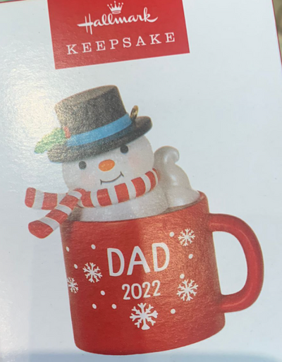 Hallmark 2022 Dad Hot Cocoa Mug Christmas Ornament New With Box