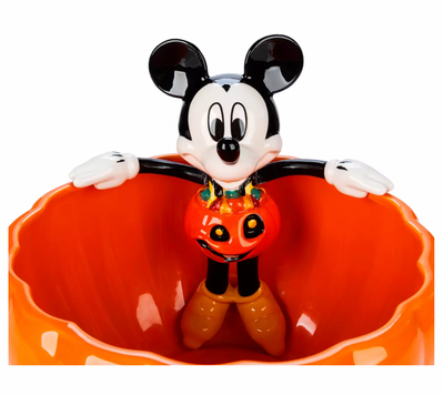 Disney Halloween Mickey Jack-o'-Lantern Pumpkin Ceramic Candy Bowl New