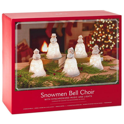 Hallmark Snowmen Bell Choir Musical Decorations With Light Set of 5 New with Box