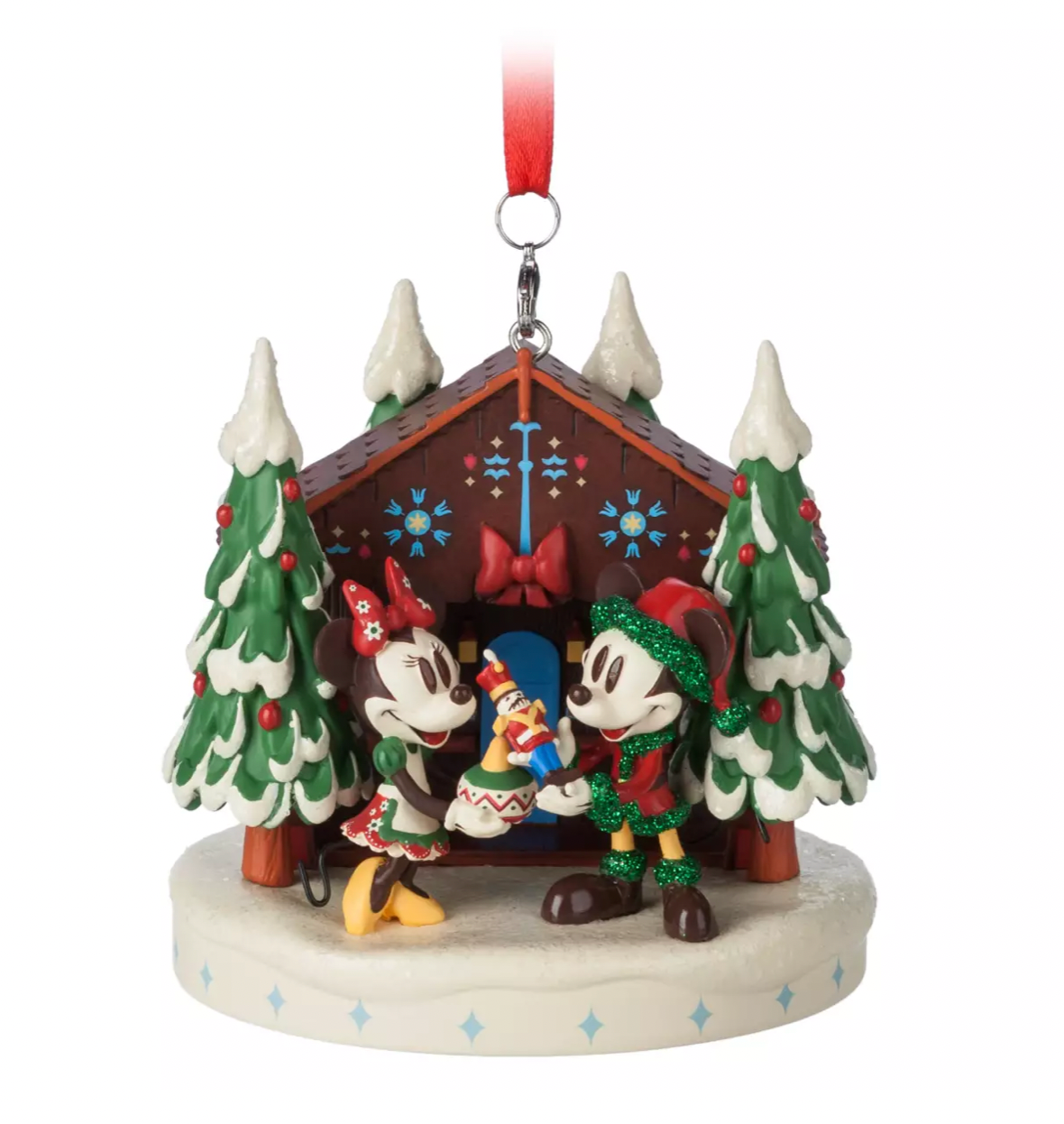 Disney Sketchbook Mickey Minnie Wood Cabin Christmas Ornament New