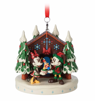 Disney Sketchbook Mickey Minnie Wood Cabin Christmas Ornament New