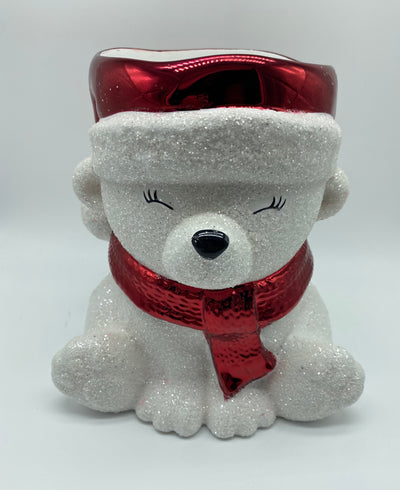 Bath and Body Works 2021 Christmas Pedestal Santa Bear 3 Wick Candle Holder New