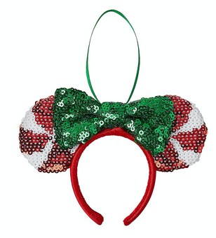 Disney 2020 Minnie Peppermint Ear Headband Sketchbook Christmas Ornament New Tag