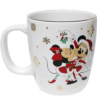 Disney Holiday Mickey and Minnie Meet Me Under the Mistletoe Coffee Mug New