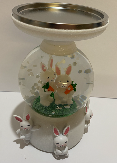 Bath and Body Works 2022 Easter Bunny Snow Globe Pedestal Candle Holder New Box