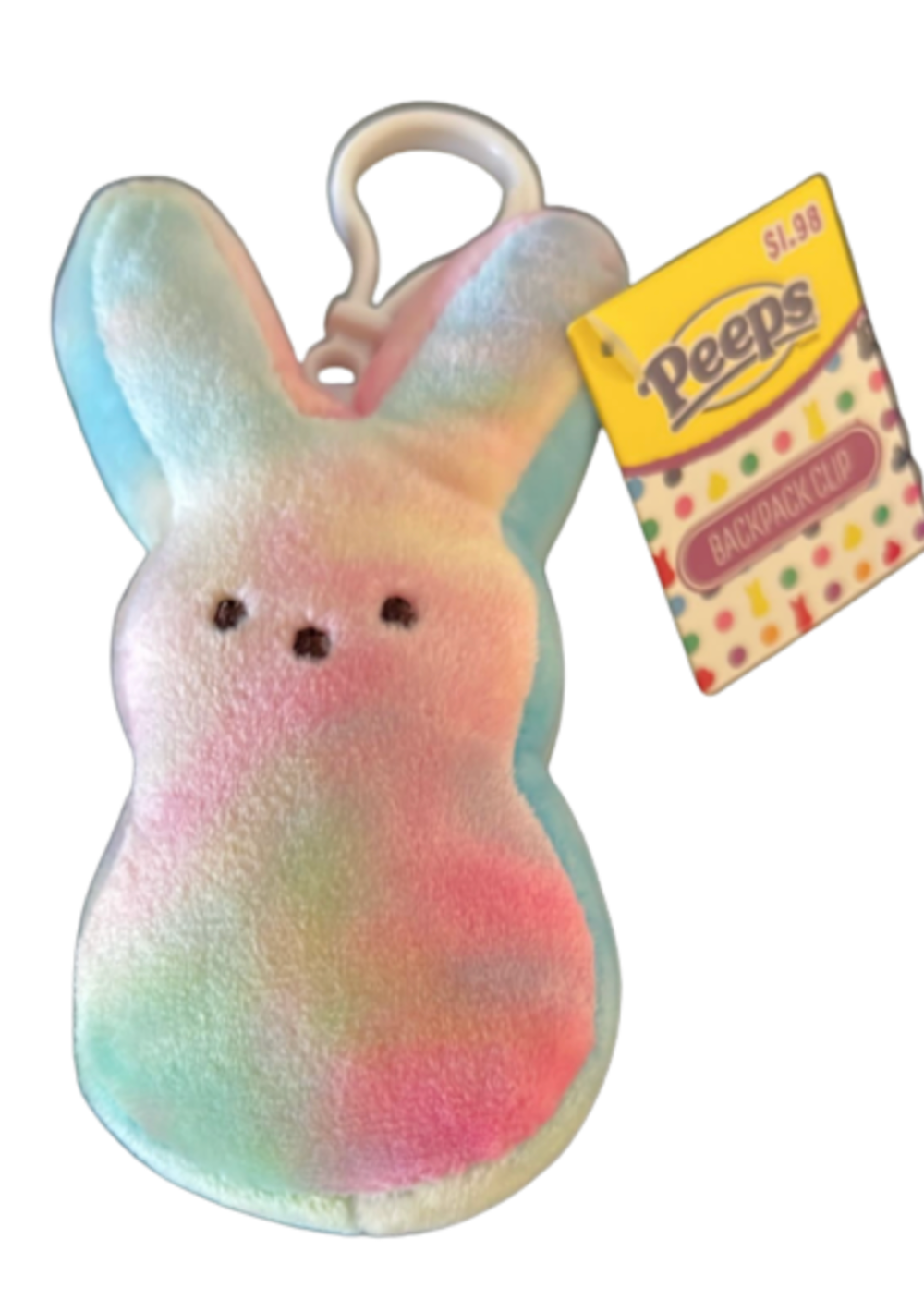 Peeps Easter Peep Rainbow Pink Bunny Backpack Clip Plush Keychain New with Tag