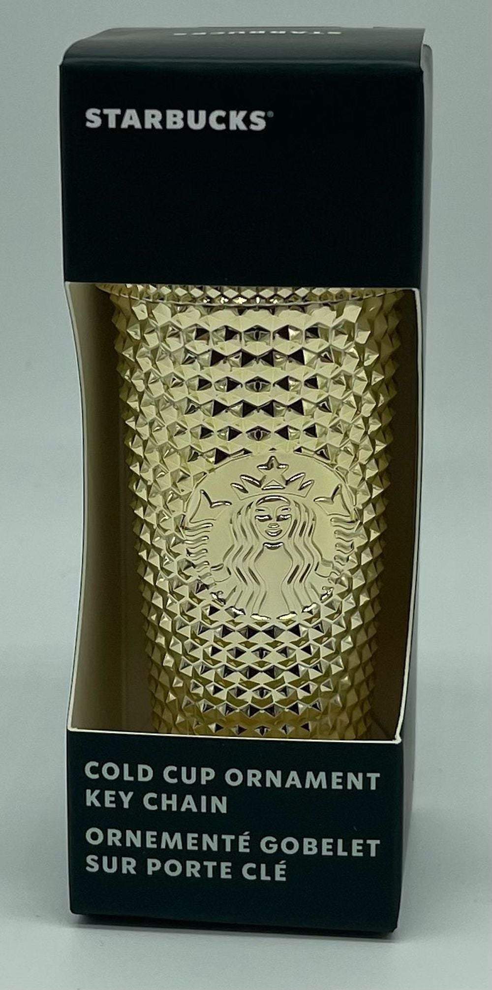 Starbucks 2022 Christmas Gold Cold Cup Ornament Key Chain New with Box
