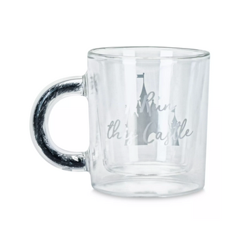 Disney Parks Princess Cinderella I Run This Castle Glass Mug with Glitter New