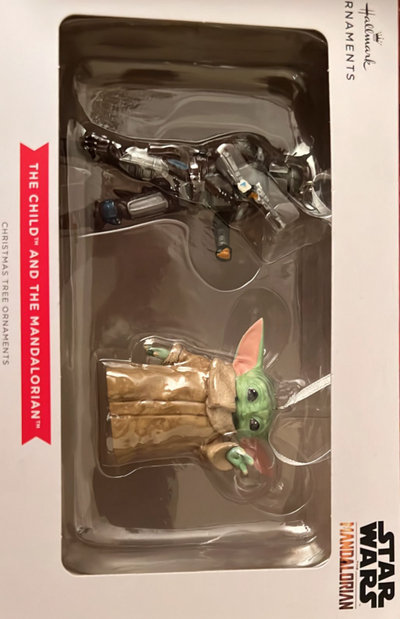 Hallmark Star Wars Mandalorian & Child 2pk Christmas Ornament Set New With Box