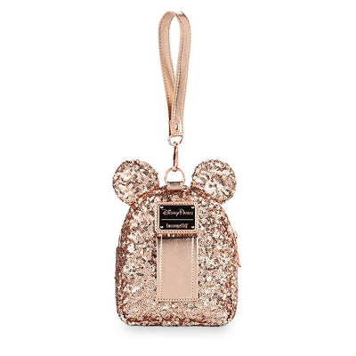 Disney Parks Minnie Mouse Sequin Briar Rose Gold Mini Wristlet Pack New with Tag