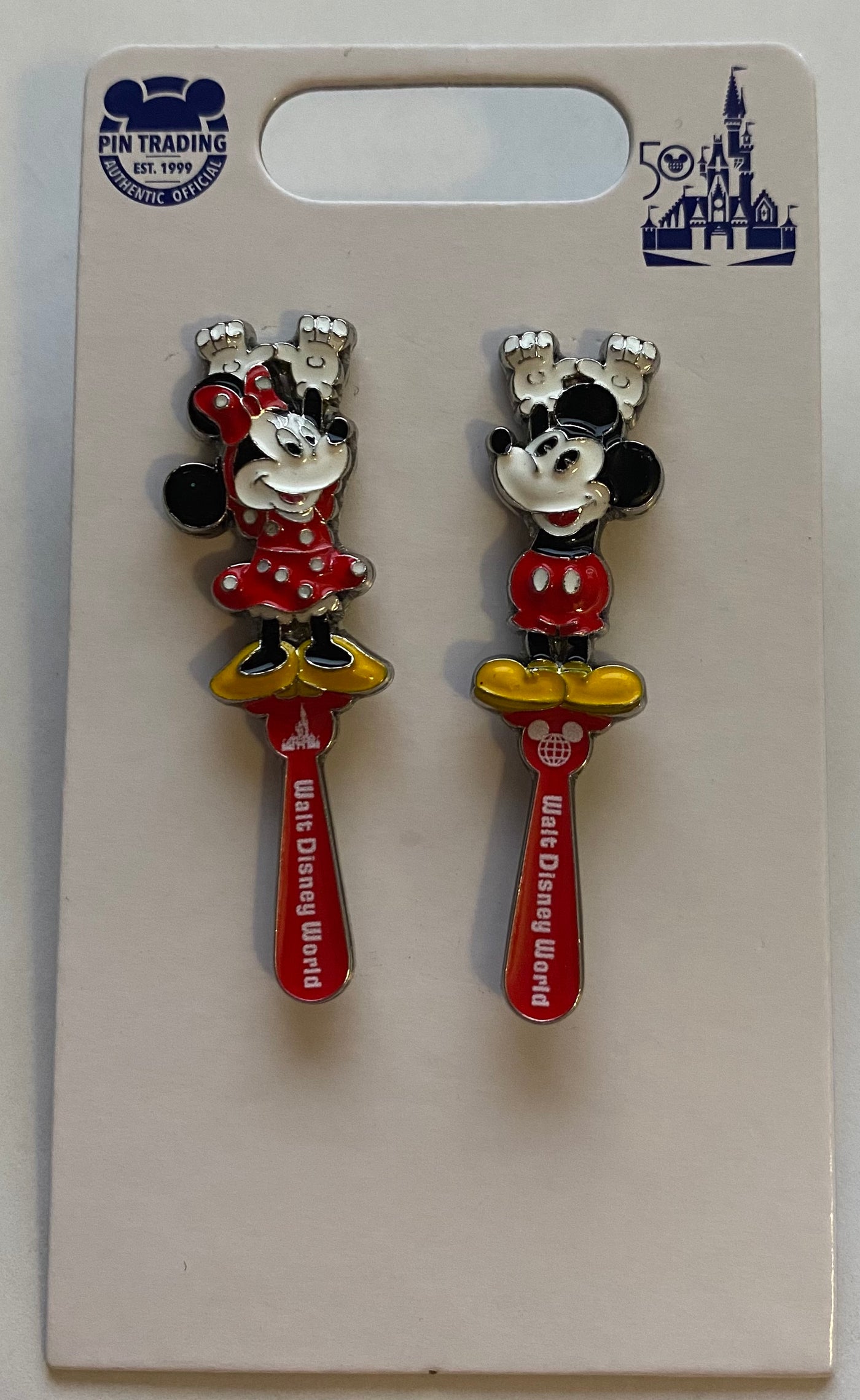 Disney Walt Disney World 50th Vault Mickey Minnie Backscratcher Pin New