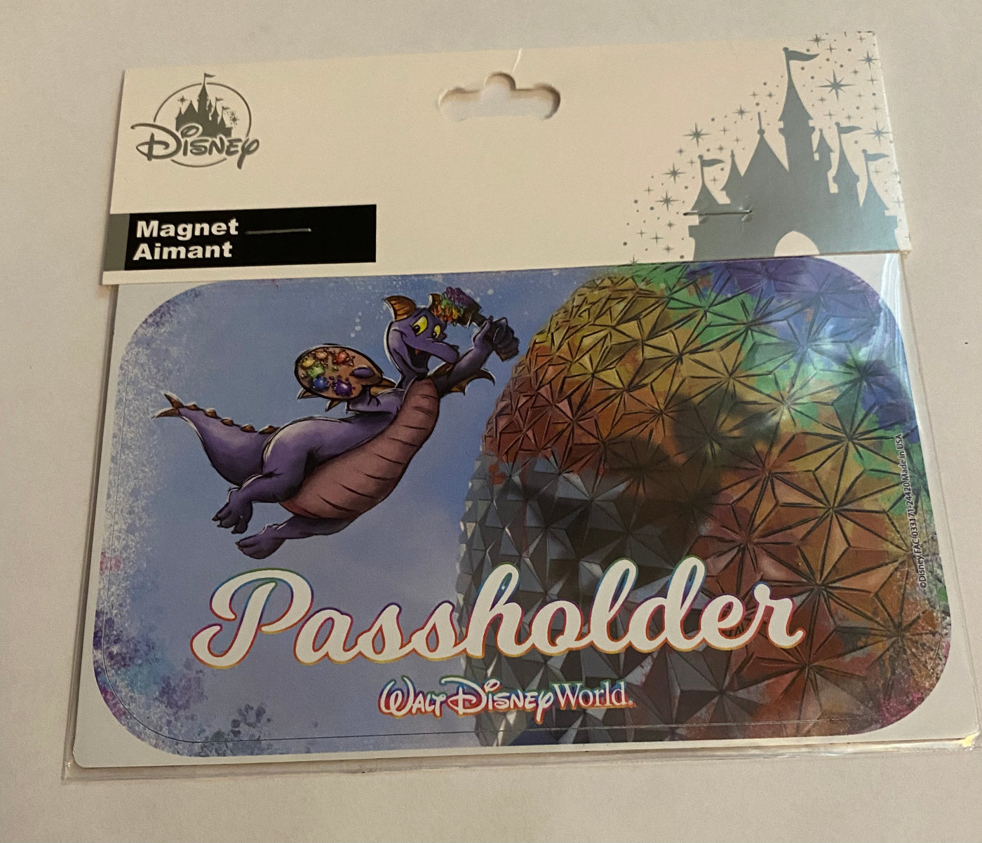 Disney Parks Epcot Figment Passholder Magnet New with Card