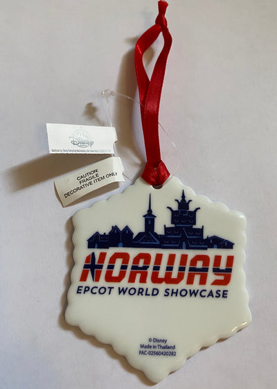 Disney Parks Epcot Mickey Minnie Norway Snowflake Christmas Ornament New W Tag
