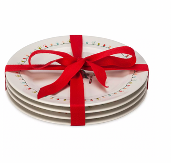 Disney String Lights Mickey Minnie Donald Goofy Christmas Plate Set of 4 New