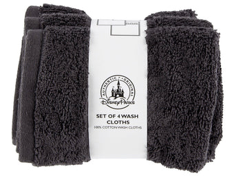 Disney Parks Mickey Icon Cotton Wash Cloth Set of 4 Gray New With Tags