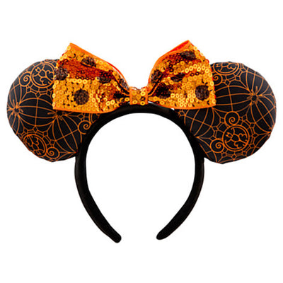 Disney Parks Minnie Orange and Black Halloween Ears Headband New with Tag