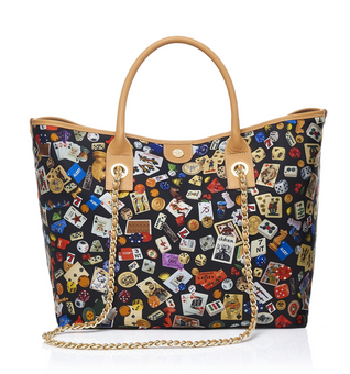 Macao Life is a Game Black Tote Bag Made in Italy by Divo Diva New