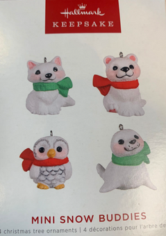 Hallmark 2022 Mini Snow Buddies Set of 4 Christmas Ornament New With Box